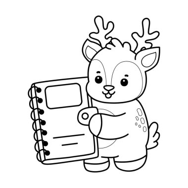 Sevimli keçi hayvan simgesi çıkartmalarının renkli sayfaları. Keçi çizgisi Bir defter getir