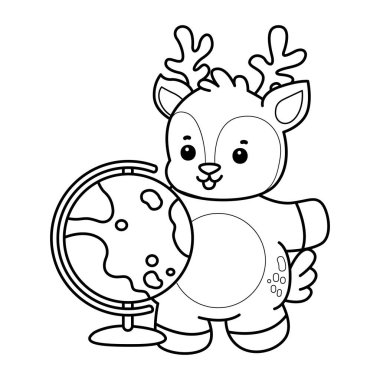 Sevimli keçi hayvan simgesi çıkartmalarının renkli sayfaları. Keçi çizgisi Bir küre getir