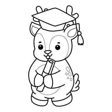 Sevimli keçi hayvan simgesi çıkartmalarının renkli sayfaları. Keçi çizgisi mezuniyetti.