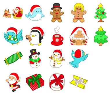 Noel temalı dekorasyon çıkartması. Penguen ve Kardan Adam etiketi