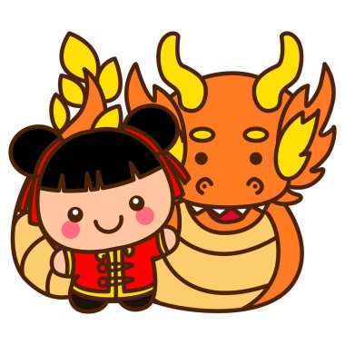 Takvim için Çince yıl ögelerinin renklendirme sayfaları.