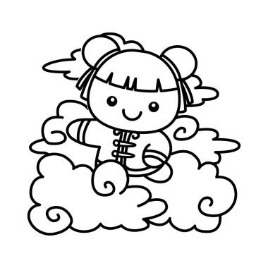 Takvim için Çince yıl ögelerinin renklendirme sayfaları.