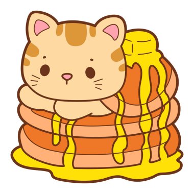 Şirin kedi ikonu. Günlük aktivitelerde komik kedi. Krepin ortasında kedi yığını