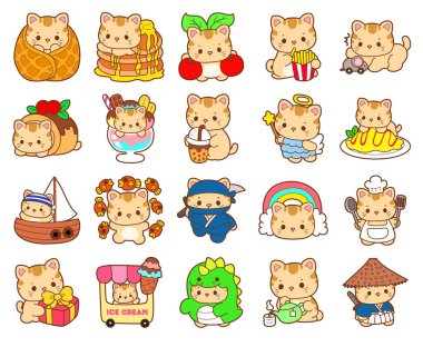 Şirin kedi ikonu. Günlük aktivitelerde komik kedi..