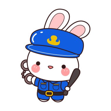 Şirin tavşan kostümü ikonu. Polis kostümlü tavşan.