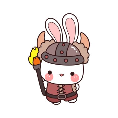 Şirin tavşan kostümü ikonu. Viking kostümlü tavşan.