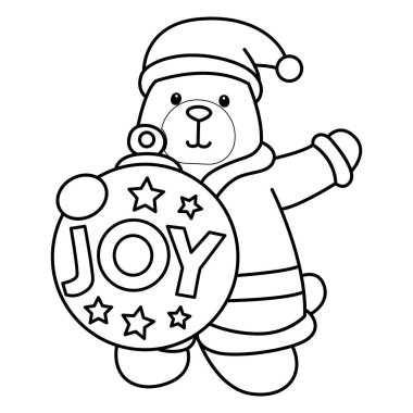 Sevimli ayı ikonu. Günlük aktivitelerdeki komik ayı figürü. Noel Baba 'nın ana hatları neşe dekoru getirir.