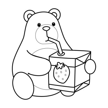 Cadılar Bayramı temalı şirin ayı ikonu. Cadılar Bayramı aktivitelerinde Funny Bear 'ın renkli sayfaları. Çilekli süt içen ayının ana hatları