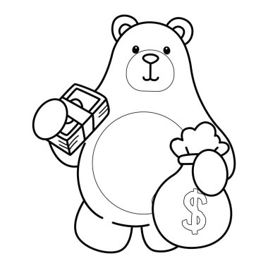 Sevimli ayı ikonunun renkli sayfaları. Ayının taslağı çok para getiriyor.