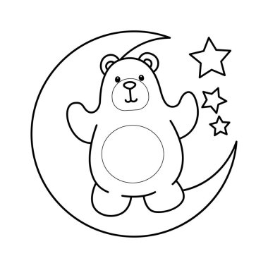 Sevimli ayı ikonu. Günlük aktivitelerdeki komik ayı. Ayda duran ayının ana hatları