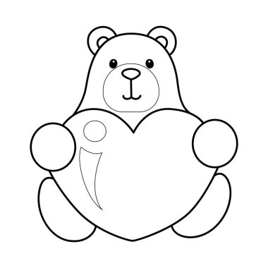 Sevimli ayı ikonu. Günlük aktivitelerdeki komik ayı. Ayının dış çizgisi bir aşk işareti getir