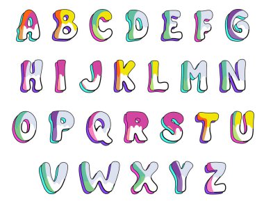 İngilizce dil bilgisi çizelgesi renkli elementler. Çocuklar için ABC tablosu. 