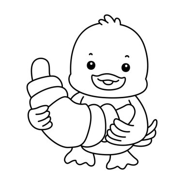 Şirin ördek ikonu. Komik bebek ördek hayvan serisi örnekleri. Yumuşak Ördek Tasarımları 'nın hayatı. Ördek çizgisi. Ekmek getir.