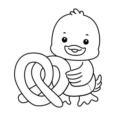 Şirin ördek ikonu. Komik bebek ördek hayvan serisi örnekleri. Yumuşak Ördek Tasarımları 'nın hayatı. Ördek çizgisi. Waffle getir.