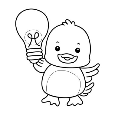 Şirin ördek ikonu. Komik bebek ördek hayvan serisi örnekleri. Yumuşak Ördek Tasarımları 'nın hayatı. Ördek çizgisi Bir lamba getir