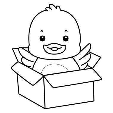 Şirin ördek ikonu. Komik bebek ördek hayvan serisi örnekleri. Yumuşak Ördek Tasarımları 'nın hayatı. Kutudaki ördek çizgisi