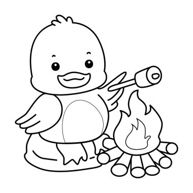 Şirin ördek ikonu. Komik bebek ördek hayvan serisi örnekleri. Yumuşak Ördek Tasarımları 'nın hayatı. Şekerlemeyi kızartan ördeğin ana hatları