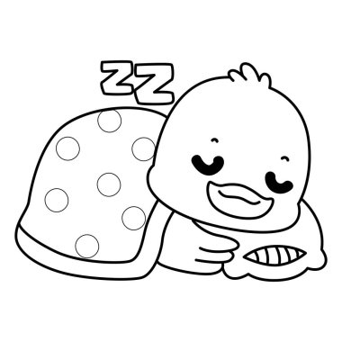 Şirin ördek ikonu. Komik bebek ördek hayvan serisi örnekleri. Yumuşak Ördek Tasarımları 'nın hayatı. Ördek çizgisi uyuyordu.