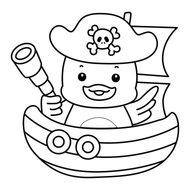 Şirin ördek ikonu. Komik bebek ördek hayvan serisi örnekleri. Yumuşak Ördek Tasarımları 'nın hayatı. Korsanlar gibi ördek çizgisi