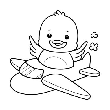 Şirin ördek ikonu. Komik bebek ördek hayvan serisi örnekleri. Yumuşak Ördek Tasarımları 'nın hayatı. Uçakla uçan ördeğin ana hatları