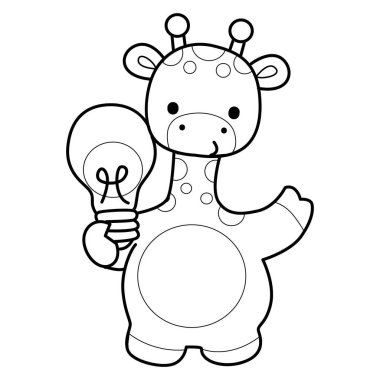 Zürafa hayvan çocukların komik çıkartması. Zürafa çizgisi Bir lamba getir