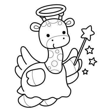 Çeşitli aktiviteleri olan sevimli zürafa hayvanları. Bir peri gibi zürafa çizgisi