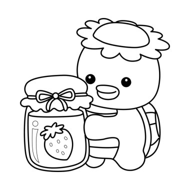 Kawaii Japon mitolojisi Kappa çıkartması şirin. Kappa taslağı çilek reçeli getir.