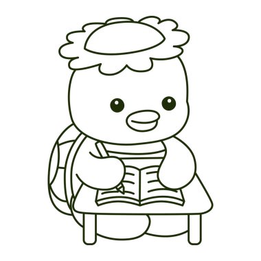 Kawaii Japon mitolojisi Kappa çıkartması şirin. Masadaki Kappa yazısının taslağı