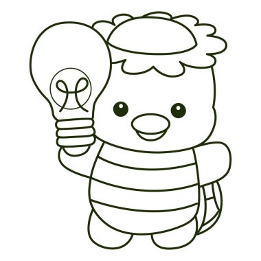 Kawaii Japon mitolojisi Kappa çıkartması şirin. Kappa çizgisi Bir lamba getir