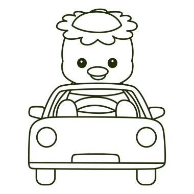 Kawaii Japon mitolojisi Kappa çıkartması şirin. Kappa 'nın araba sürüşünün taslağı