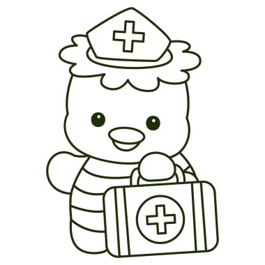 Kawaii Japon mitolojisi Kappa çıkartması şirin. Kappa taslağı ilk yardım çantası getirin.