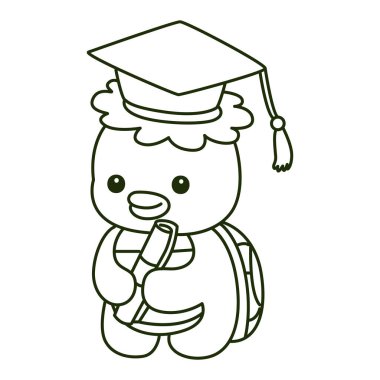 Kawaii Japon mitolojisi Kappa çıkartması şirin. Kappa 'nın taslağı mezuniyetti.