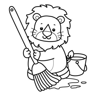 Sevimli aslanların boyama sayfaları. Aslanın ana hatlarıyla yerleri paspasla.