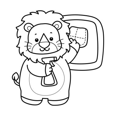 Sevimli aslanların boyama sayfaları. Aslanın ana hatları pencereyi sil