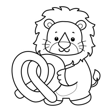 Sevimli aslanların boyama sayfaları. Aslan çizgisi bir waffle getir.