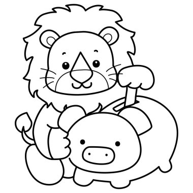 Sevimli aslanların boyama sayfaları. Kumbaradaki aslan tasarrufunun ana hatları.