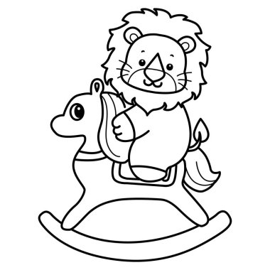 Sevimli aslanların boyama sayfaları. Aslanın kayalık ata binişi.