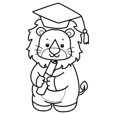 Sevimli aslanların boyama sayfaları. Aslanın ana hatları mezuniyetti.