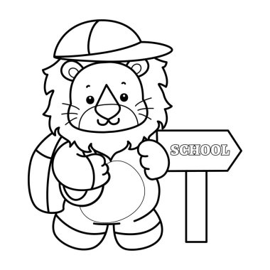 Sevimli aslanların boyama sayfaları. Aslanın ana hatları okula gitmek istiyor.