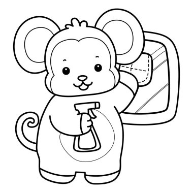 Sevimli maymunların boyama sayfaları. Maymun çizgisi pencereyi siliyor