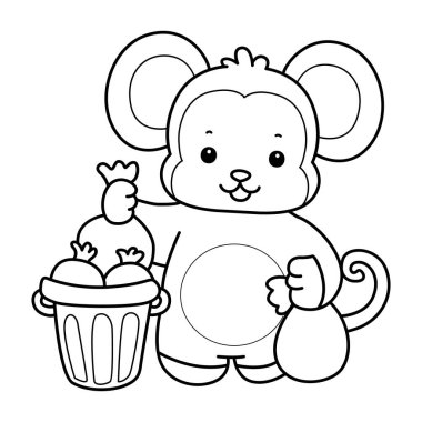 Sevimli maymunların boyama sayfaları. Maymun çizgisi, çöpü yerine at.