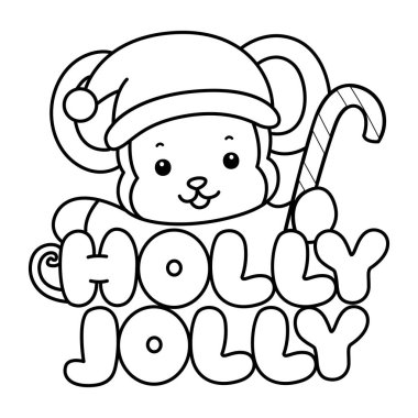 Sevimli maymunların boyama sayfaları. Mutlu noeller mesajı olan maymun taslağı