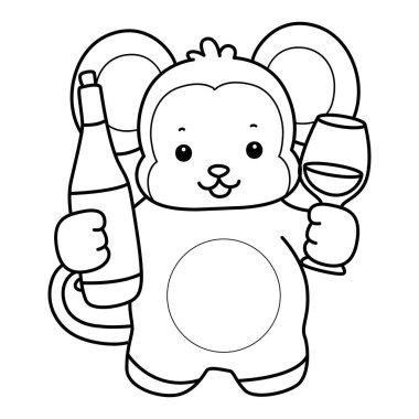 Sevimli maymunların boyama sayfaları. Maymun çizgisi bira içmek istiyor.