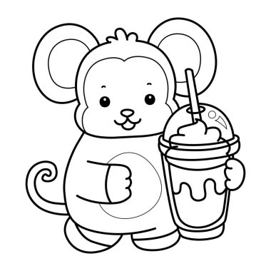 Sevimli maymunların boyama sayfaları. Maymun çizgisi Bir milkshake getir