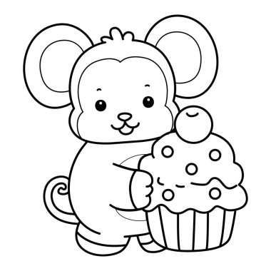 Sevimli maymunların boyama sayfaları. Maymun çizgisi Bir kek getir