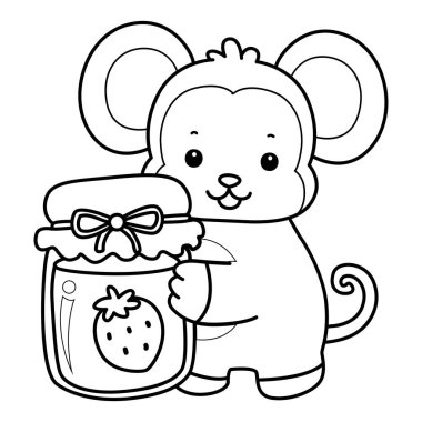 Sevimli maymunların boyama sayfaları. Maymun çizgisi Çilek reçeli getir