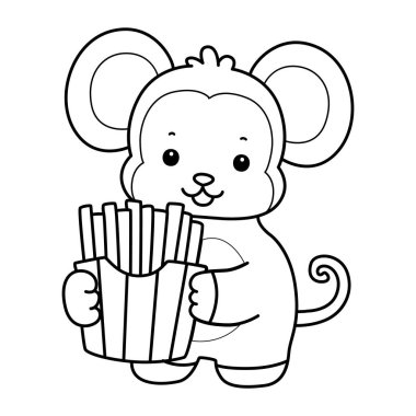 Sevimli maymunların boyama sayfaları. Maymun çizgisi Patates kızartması getir