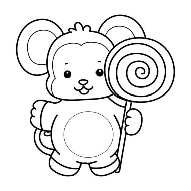 Sevimli maymunların boyama sayfaları. Maymun çizgisi Bir lolipop getir