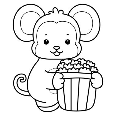 Sevimli maymunların boyama sayfaları. Maymun çizgisi Patlamış mısır getir