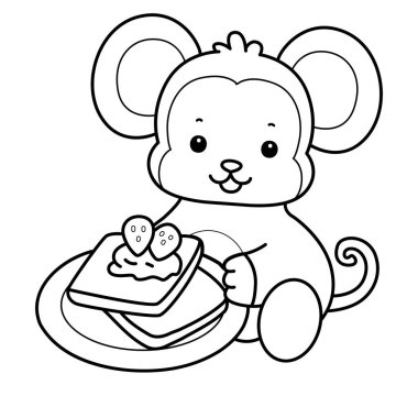 Sevimli maymunların boyama sayfaları. Maymun çizgisi Çilekli ekmek getir